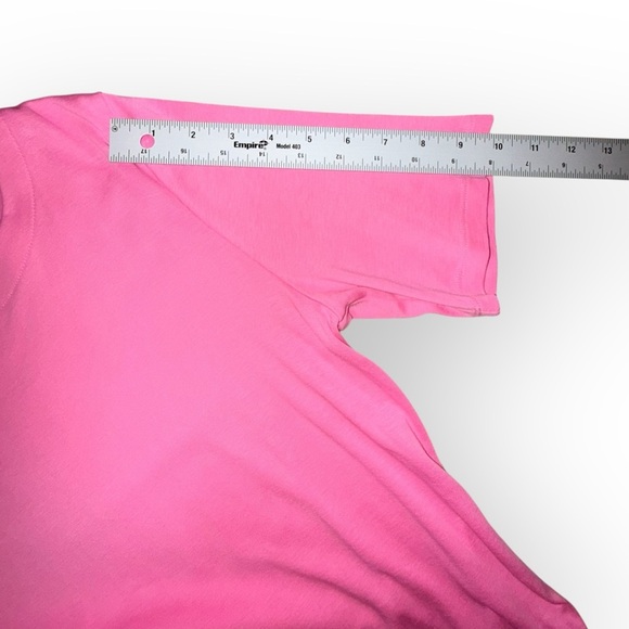 TALBOTS SPLIT NECK COTTON TEE - SOLID PINK - Picture 9 of 12